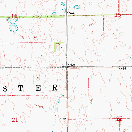 Topographic Map of Township of Rochester, ND