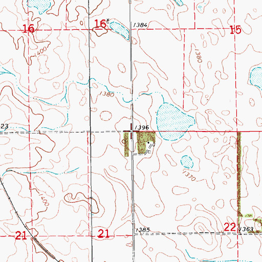 Topographic Map of Township of Cuba, ND