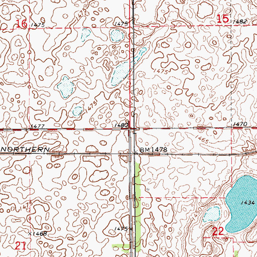 Topographic Map of Township of Eckelson, ND