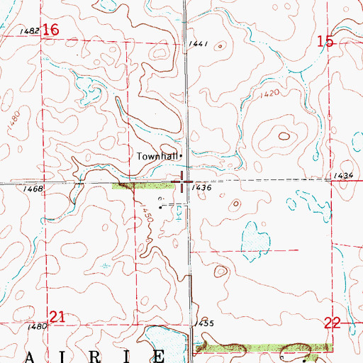 Topographic Map of Township of Grand Prairie, ND