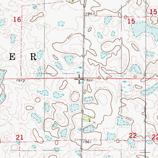 Topographic Map of Township of Streeter, ND