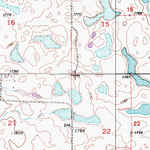 Topographic Map of Township of Cusator, ND
