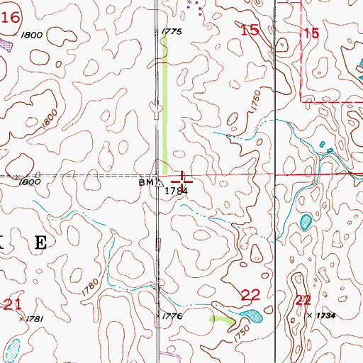 Topographic Map of Township of Moon Lake, ND