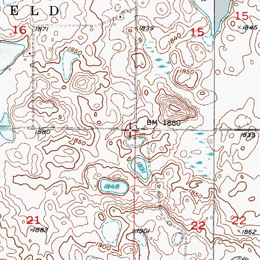 Topographic Map of Township of Bloomenfield, ND