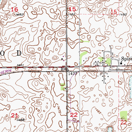 Topographic Map of Township of Spiritwood, ND