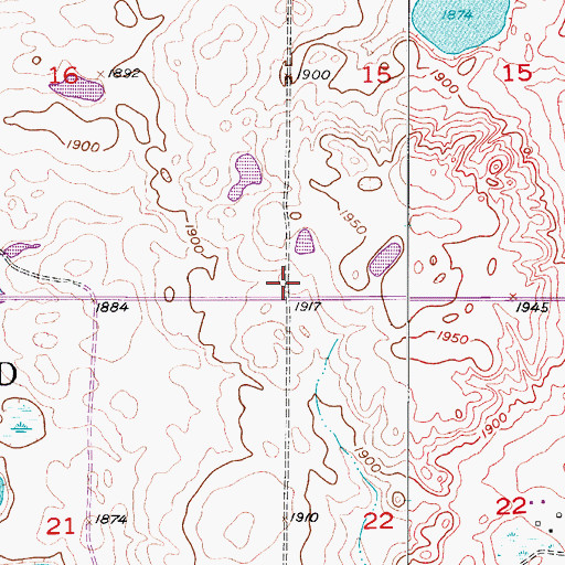 Topographic Map of Township of Weld, ND