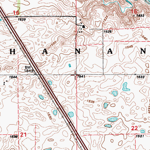 Topographic Map of Township of Buchanan, ND