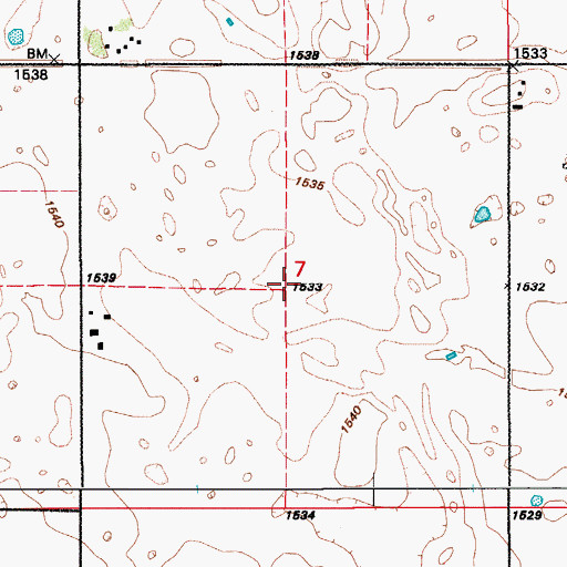 Topographic Map of Township of Lees, ND