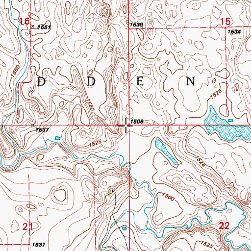 Topographic Map of Township of Hidden, ND