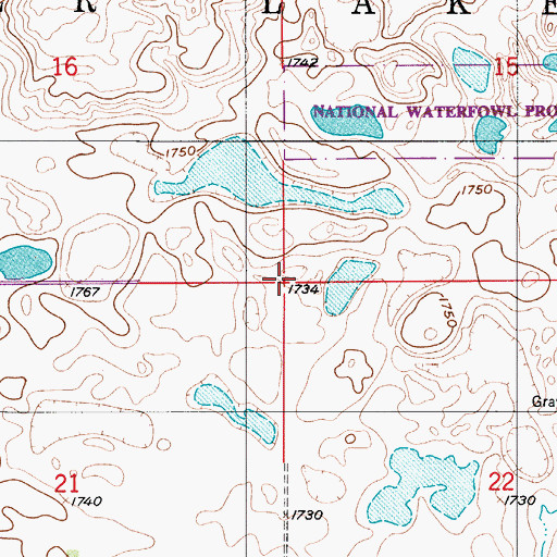Topographic Map of Township of Deer Lake, ND