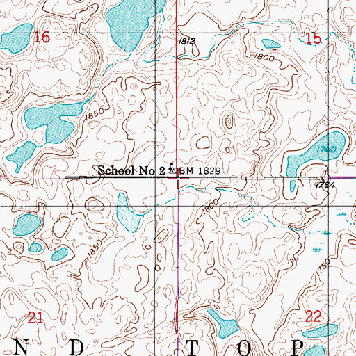 Topographic Map of Township of Round Top, ND
