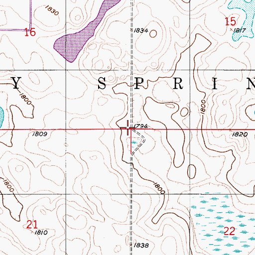 Topographic Map of Township of Valley Spring, ND