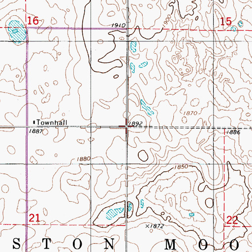 Topographic Map of Township of Marstonmoor, ND