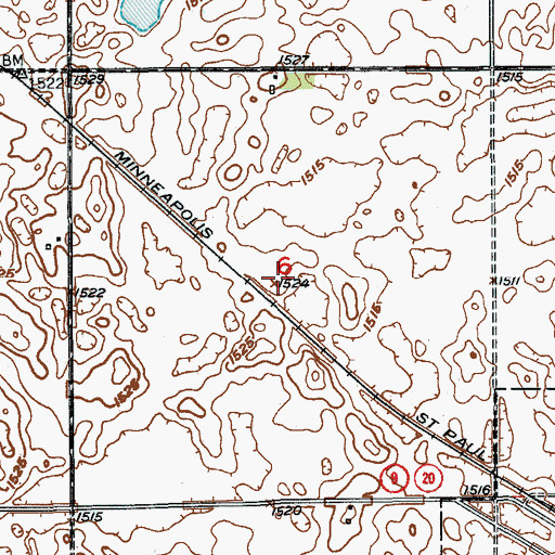 Topographic Map of Township of New Washington, ND