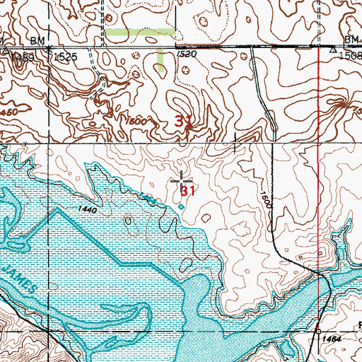 Topographic Map of Township of Arrow Wood, ND