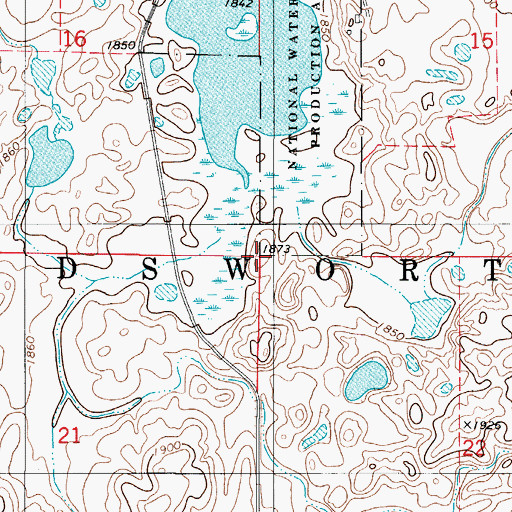 Topographic Map of Township of Wadsworth, ND