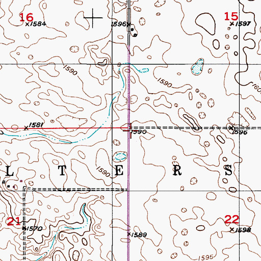Topographic Map of Township of Walters, ND
