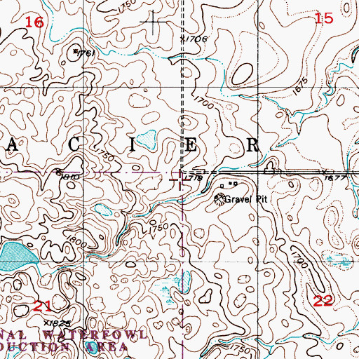 Topographic Map of Township of Glacier, ND