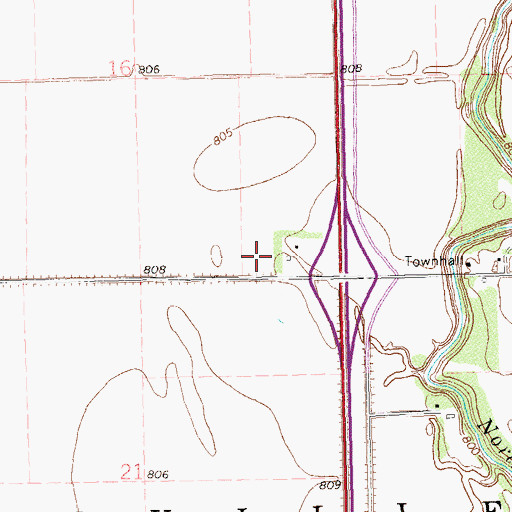 Topographic Map of Township of Walshville, ND