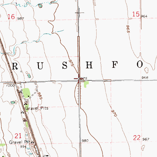 Topographic Map of Township of Rushford, ND