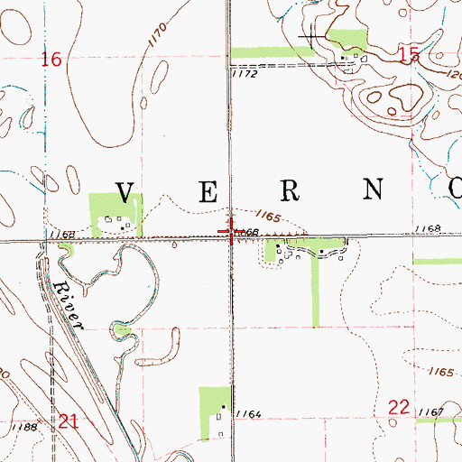 Topographic Map of Township of Vernon, ND