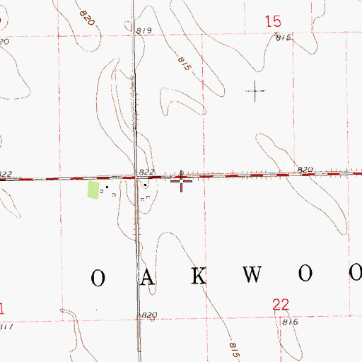 Topographic Map of Township of Oakwood, ND