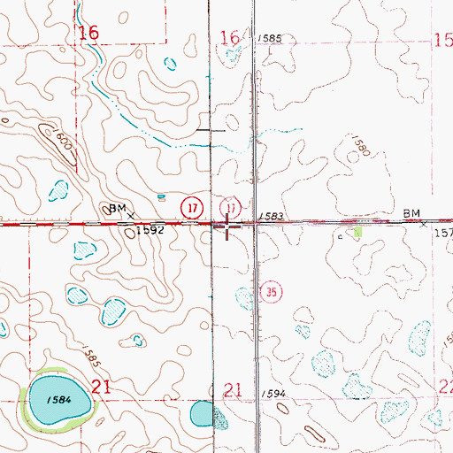 Topographic Map of Township of Adams, ND