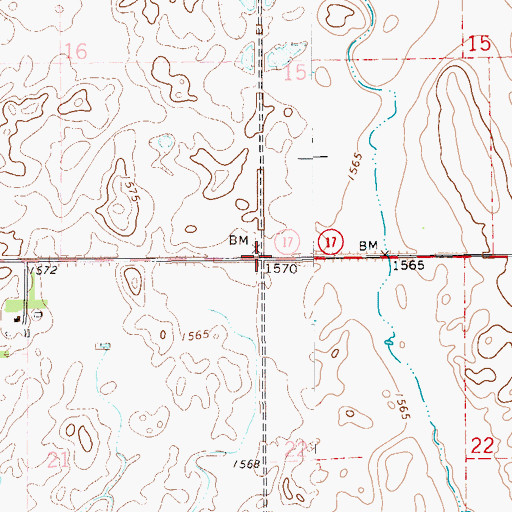 Topographic Map of Township of Dewey, ND