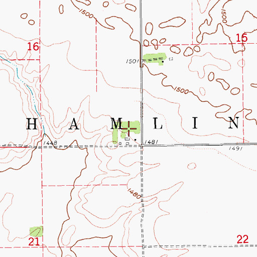Topographic Map of Township of Hamlin, ND