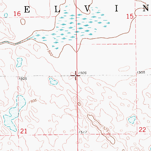 Topographic Map of Township of Melvin, ND