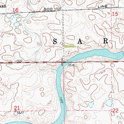Topographic Map of Township of Sarnia, ND