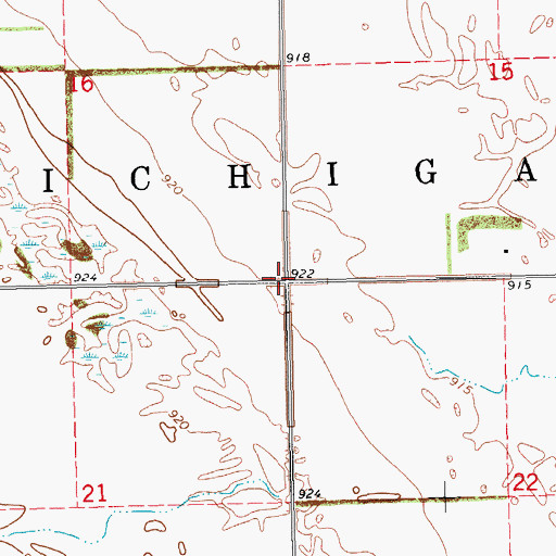 Topographic Map of Township of Michigan, ND