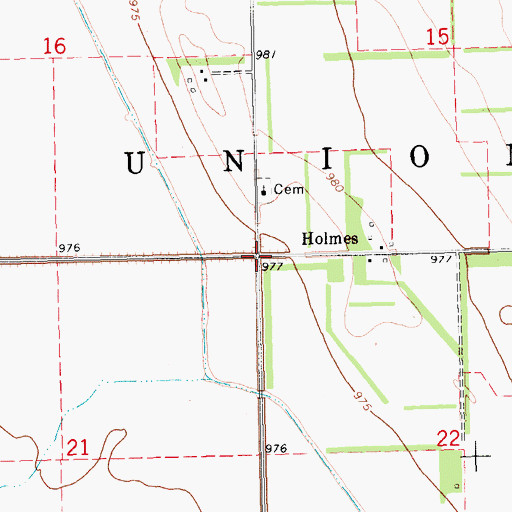 Topographic Map of Township of Union, ND
