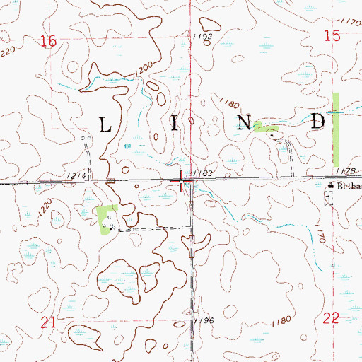 Topographic Map of Township of Lind, ND