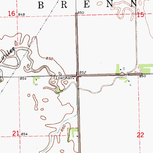 Topographic Map of Township of Brenna, ND