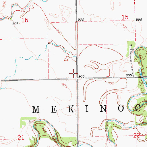 Topographic Map of Township of Mekinock, ND
