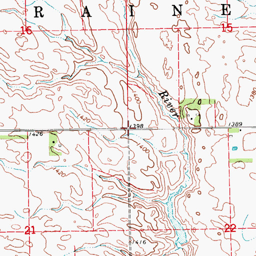 Topographic Map of Township of Moraine, ND