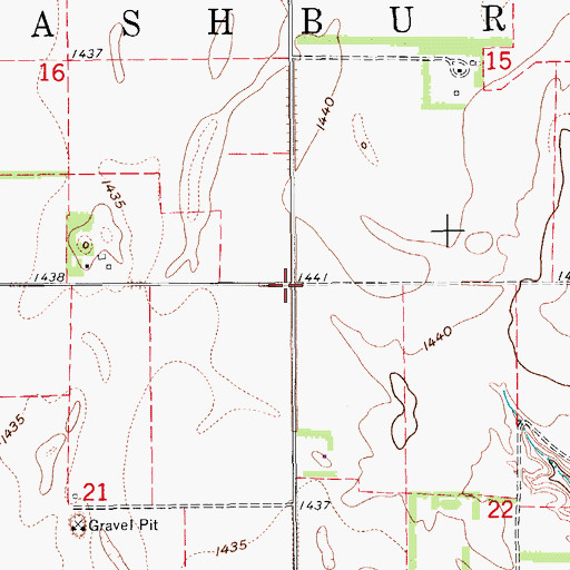Topographic Map of Township of Washburn, ND