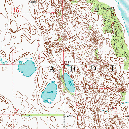 Topographic Map of Township of Addie, ND