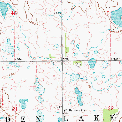 Topographic Map of Township of Golden Lake, ND