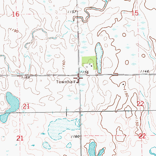 Topographic Map of Township of Beaver Creek, ND