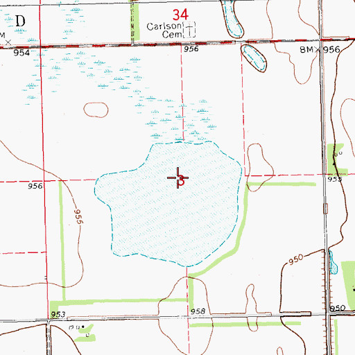 Topographic Map of Township of Norway (historical), ND