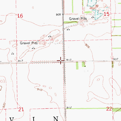 Topographic Map of Township of Ervin, ND