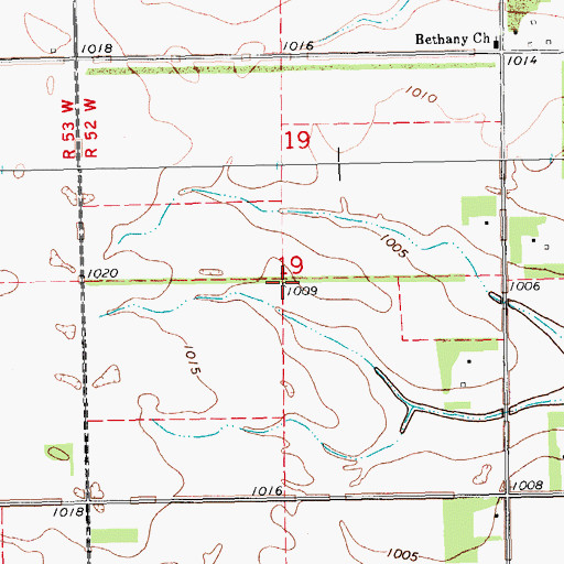 Topographic Map of Township of Garfield (historical), ND