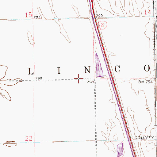 Topographic Map of Township of Lincoln, ND