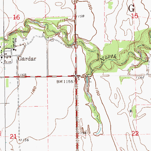Topographic Map of Township of Gardar, ND