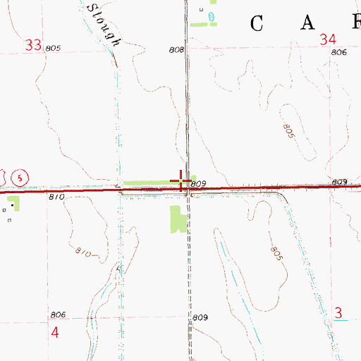 Topographic Map of Township of Carlisle, ND