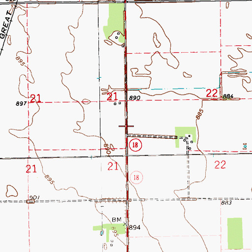 Topographic Map of Township of Cavalier, ND