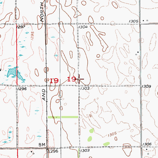 Topographic Map of Township of Eaton, ND