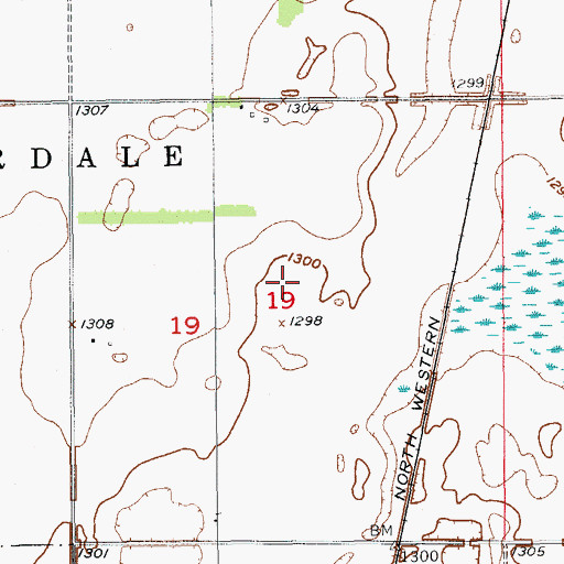 Topographic Map of Township of Hudson (historical), ND